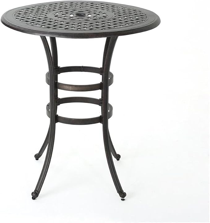 Christopher Knight Home Alfresco Outdoor 37" Cast Aluminum Round Bar Table, Bronze