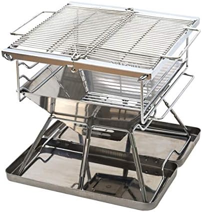 Large Folding Portable Charcoal Grill, Stainless Steel Outdoor Barbecue Grill for Camping BBQ, Heavy Duty Charcoal Grills BBQ for Picnic, Party, Travel, Beach,A-1