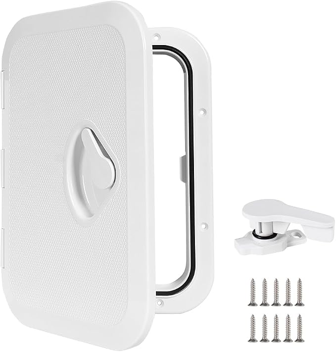 Marine Deck Access Hatch 10.63"×14.76" White/Black Rectangle Boat Hatch & Lid,Boat Deck Hatch Lids