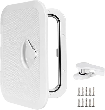 Marine Deck Access Hatch 10.63"×14.76" White/Black Rectangle Boat Hatch & Lid,Boat Deck Hatch Lids