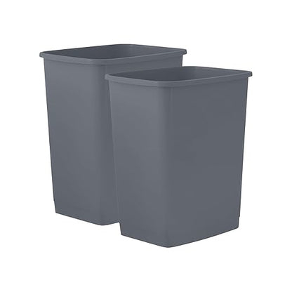 Superio Small 1.25 Gallon Plastic Trash Can, Waste Bin for Under Desk, Office, Bedroom, Bathroom- 5 Qt, (2, Dark Grey)