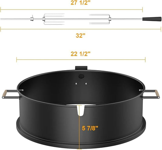 Rotisserie Grill Kit Premium Chicken Rotisserie for Weber 22 Kettle Grill, Rotating Ring Kit for Weber Kettle Accessories, Upgraded Electric Motor - Well Balanced