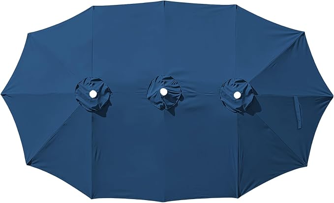15ft Double-sided Umbrella Replacement Canopy Cover,12 ribs Large Triple Parasol Top For Market Outdoor Patio Shades，Frame not Include