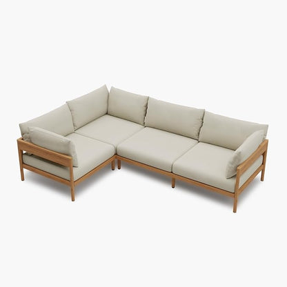 Acanva Vento Outdoor Patio Furniture Set, 4 Seats | All-Weather Aluminium Frame, Water-Resistant Olefin Cushions, Patio Conversation Sets for Backyard, Garden, Porch