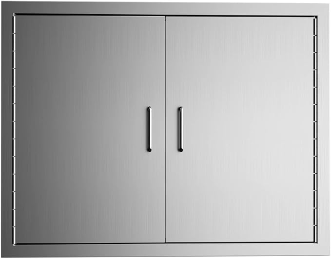 Luffioner BBQ Outdoor Kitchen Doors,31W x 24H Inch Double BBQ Access Door,Rust-Proof Thickened Plate 304 Stainless Steel Access Door for Outdoor Kitchen, BBQ Island,Grilling Station (31W x 24H)