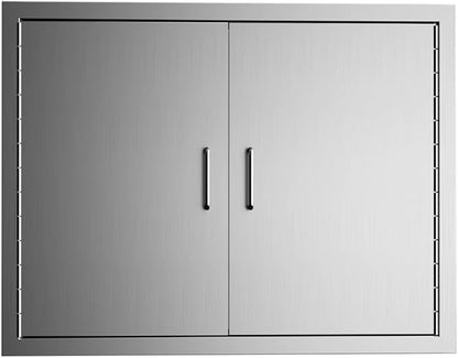 Luffioner BBQ Outdoor Kitchen Doors,31W x 24H Inch Double BBQ Access Door,Rust-Proof Thickened Plate 304 Stainless Steel Access Door for Outdoor Kitchen, BBQ Island,Grilling Station (31W x 24H)