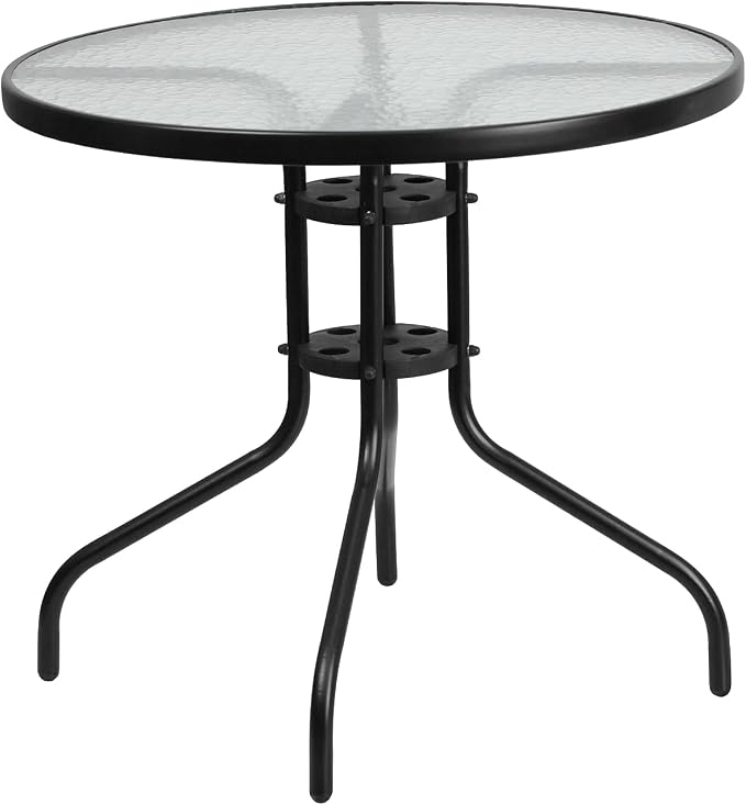 Flash Furniture 31.5 in Aluminum Round Table, Black | Durable Construction, Commercial Use