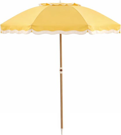 6FT Patio Beach Umbrella, UPF 50+ Sun Shade, Adjustable Tilt | Portable & Vented Outdoor Umbrella for Sand, Backyard & Garden, Harbour Mimosa (Yellow & Ivory)