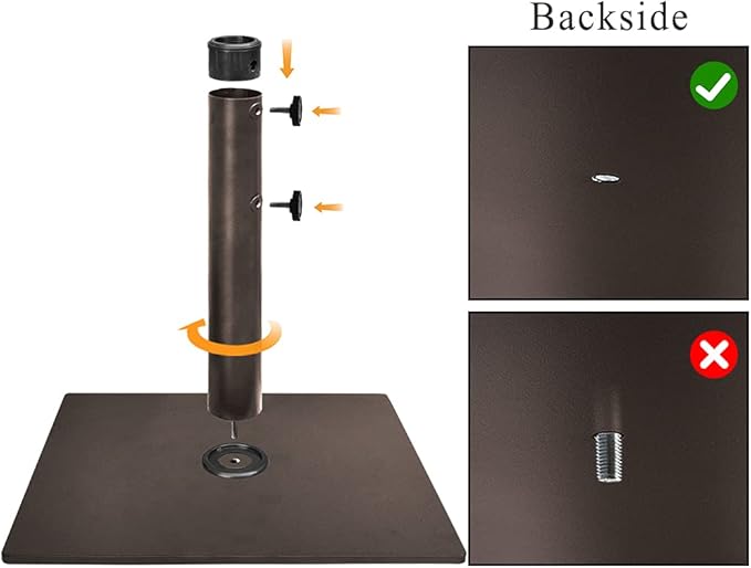 EliteShade USA Up to 160 lbs Heavy Duty Square Umbrella Base, Steel Plate Patio Umbrella Stand Holder for Outdoor Market Garden or Patio Table, Bonus 18.5" Weight Sandbag (Sand Not Included), Bronze