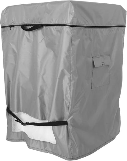 Outdoor Refrigerator Cover Heavy Duty Waterproof Polyester Freezer Cover with Top Zipper Grey Fits 29.5 X 29.1 X 22.4 Inch for Patio and Outdoor Kitchens