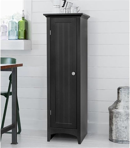 OS Home and Office Furniture 15" 1-Door Wood Kitchen Storage Pantry in Black