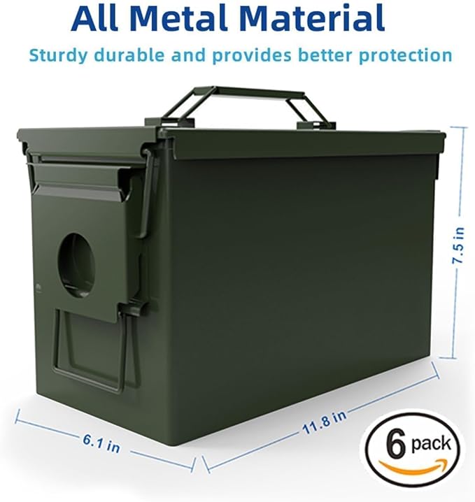 PATRON 30 & 50 Cal Ammo Can Metal Ammo Box Storage Crate Case for Shotgun Bullet Rifle Ammunition Waterproof (Black or Green)