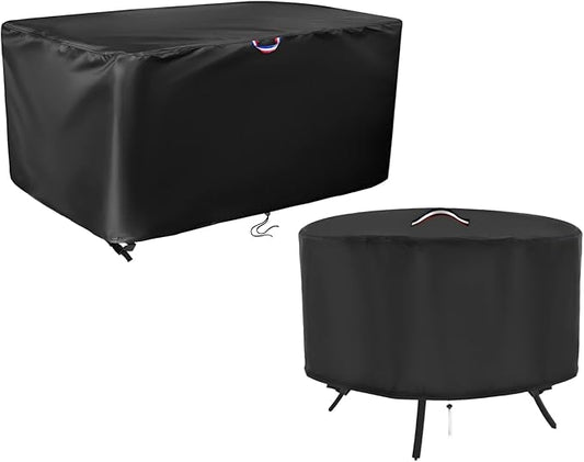 Patio Table Cover, Waterproof Table Cover for Outdoor Furniture, Heavy Duty Protective Covers Fit Square, Rectangle & Round Tabletop - Customizable Size