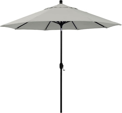 California Umbrella 12-Year-Non-Fading, 9Ft Premium Sunbrella Patio Umbrella, Hand-Crank, Button-Tilt, Black Frame, Granite Fabric