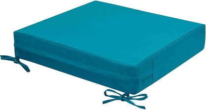 Magpie Fabrics Indoor Outdoor Cushion Cover Replacement 2 Pack, NO Insert! Water Repellent Slipcover with Ties Decor for Patio Garden Chair Sofa Bench Wicker(Teal Blue, 24x22x4 Inch)