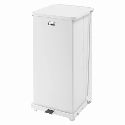 Rubbermaid Commercial Products Defenders Biohazard Step-On Trash Can 13-Gallon White Square Steel Waste Disposal in Doctors Office/Hospital/Medical/Healthcare Facilities