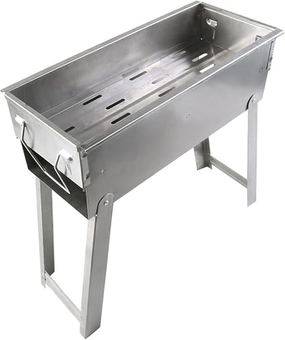 Charcoal Grill Portable BBQ Grill with Legs, Grill Folding Barbecue Grill Charcoal Shish Kebab Grill Stainless Steel Camping Grill for Outdoor Picnic, Patio, Backyard & Camping