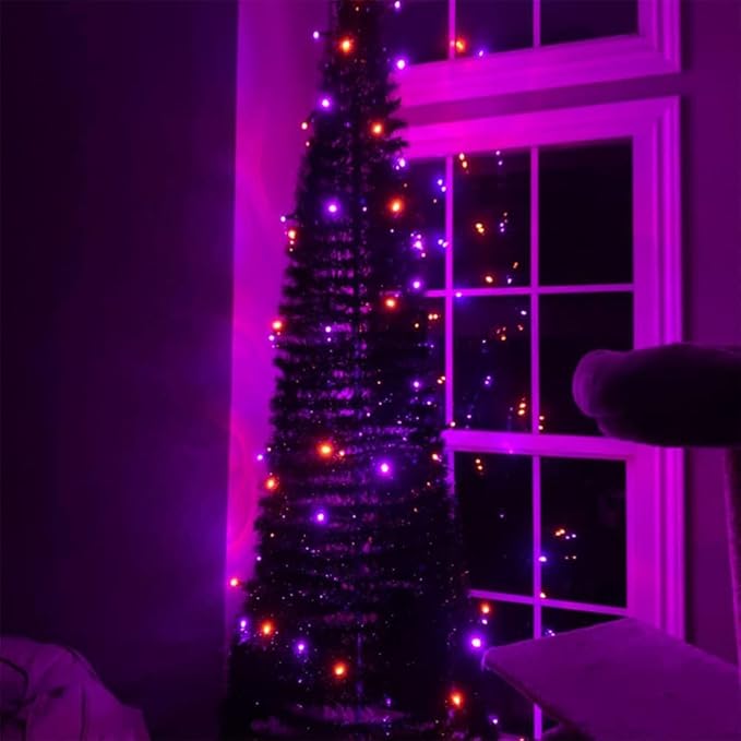 TW SHINE Halloween Lights, 400 LED 132FT Outdoor Halloween Lights Plug in with 8 Modes, Waterproof Light Outdoor, Indoor Decorations for Party Yard Haunted House Decor, Orange and Purple