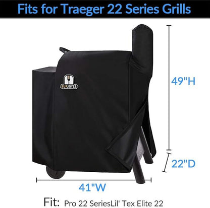 Grill Cover for Traeger Pro 22 & 575 Series, Wood Pellet Smoker Cover for Traeger, Heavy Duty Waterproof BBQ Accessories with Special Zipper Design