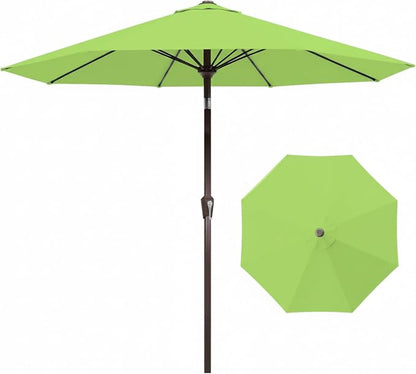 9FT Auto-Tilt Patio Umbrella|Outdoor Market Table Umbrella with 8 Fiberglass Ribs for Pool,Deck&Backyard