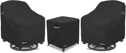 ANartcle 3 Pieces Patio Bistro Sets Cover,600D Waterproof Heavy Duty Patio Furniture Covers,Includes 2 Outdoor Swivel Chair Covers and 1 Patio Wicker Side Table Cover(Black)