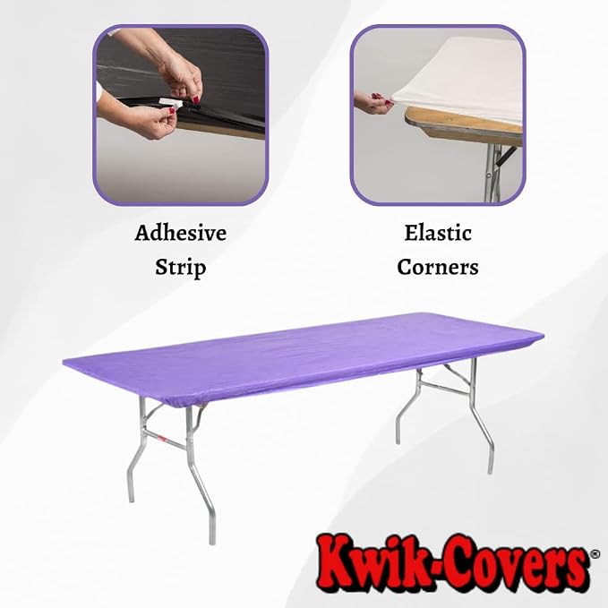 10 Pack of Rectangular Plastic Table Covers - 6' Foot or 8' Foot Options - Indoor or Outdoor Fitted Table Covers (Table NOT Included) (Purple, 30" x 72" (6' ft))