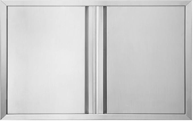 JIE JIN Outdoor Kitchen Door 30" W X 21" H Double Doors BBQ Access Door BBQ Island Door 304 Brushed Stainless Steel Flush Mount Door for Outdoor Kitchen BBQ Island Outdoor Cabinet Doors