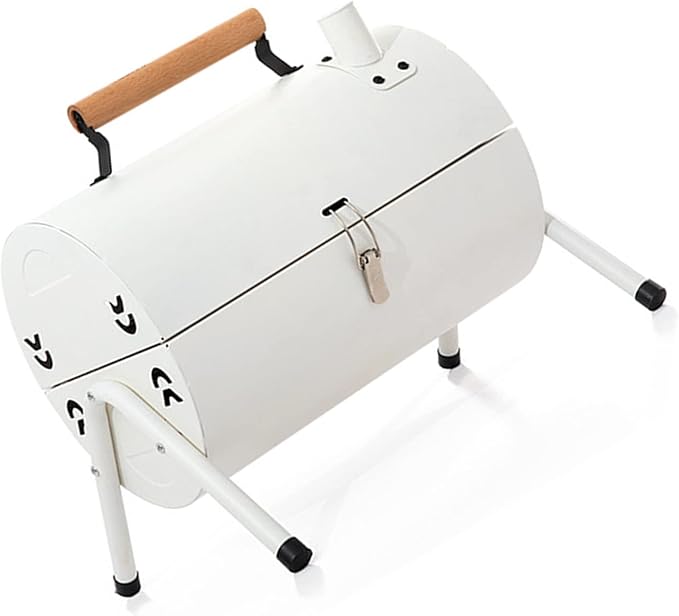 Alomejor Portable Charcoal GrillCharcoal BBQ Grill,Charcoal Barbecue Grillfor Camping Picnics PartiesCharcoal Grills (White)