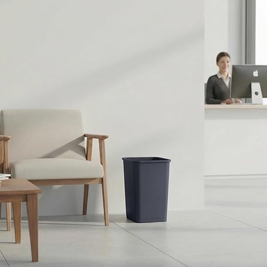 Superio 4.5 Gallon Plastic Trash Can, Waste Bin for Home, Kitchen, Office, Bedroom, Bathroom- 18 Qt (6 Pack, Dark Grey)