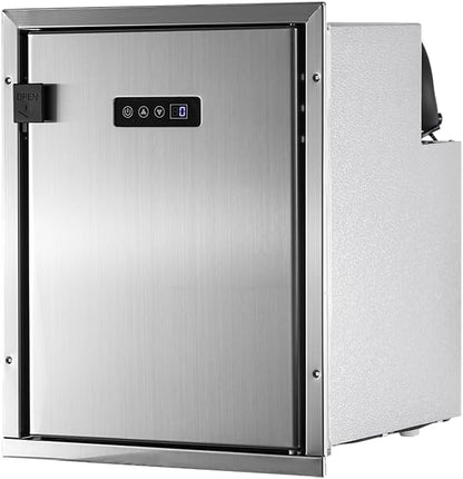 12 Volt Refrigerator RV Refrigerator Built-in Fridge Compressor Refrigerator Mini Fridge with Freezer for Apartment Office Boat Yacht RV Caravan (Silver Stainless Steels, 50L)