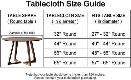 LIBERECOO Round Vinyl Fitted Tablecloth with Flannel Backing Elastic Edge Table Cover Waterproof Stain-Resistant Wipeable Tablecloths Fits 45-56" Round Tables