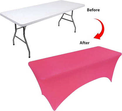 BDDC 8ft Stretch Spandex Fitted Table Cloth for 8 Foot Tables | GRS-Certified Eco-Friendly Fabric, Elastic Fit Rectangle Tablecloth, Washable, Wrinkle-Free, For Events & Parties