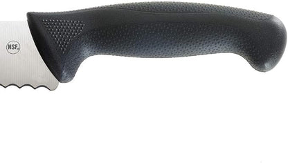 Mercer Culinary M23211 Millennia Black Handle, 10-Inch Left Handed Wavy Edge Wide, Bread Knife