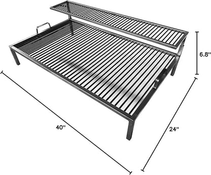 Iron Argentina Grill - BBQ - Parrilla De Hierro Flotante, Emparrillado con manijas, Asado Argentino. (40 x 24 in) (32x20)