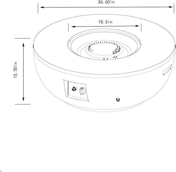 KEIKI 36 Inch Round Propane Fire Pit Table with Tank Cover, Concrete Finish Outdoor Gas Fireplace, Steel Patio Heater for Deck