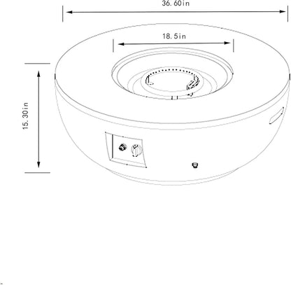KEIKI 36 Inch Round Propane Fire Pit Table with Tank Cover, Concrete Finish Outdoor Gas Fireplace, Steel Patio Heater for Deck