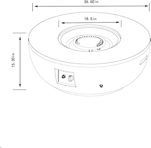KEIKI 36 Inch Round Propane Fire Pit Table with Tank Cover, Concrete Finish Outdoor Gas Fireplace, Steel Patio Heater for Deck