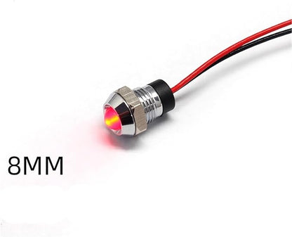 8mm Socket Head Waterproof 12v 24v 220v 110v Kitchen Equipment Pilot Lamp Led Indicator Light with Wire(RED 12V)