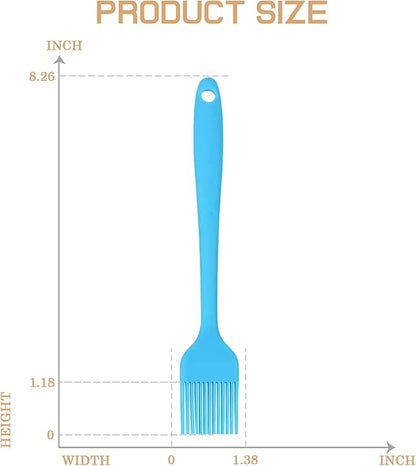 Silicone Basting Pastry Brush, 5 PCS Heat Resistant Food Brush Set, One-Piece Design, Stainless Steel Core Oil Brush of Baking, BBQ, Spreading Oil, Butter, Grilling, Marinade, Dishwasher Safe