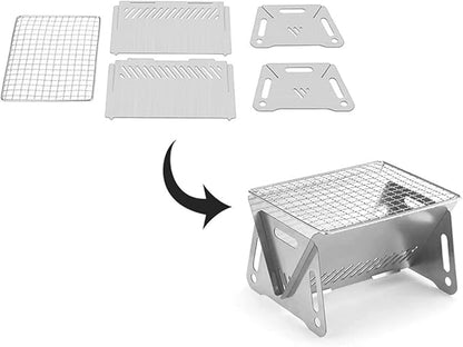 BBQ Grill Outdoor Charcoal grills Outdoor Barbecue Grill Folding Card Stove Stainless Steel Convenient To Use Gift For Home Kitchen Camping Picnic Lover