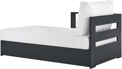 Modway Tahoe Aluminum Outdoor Chaise Lounge in Gray White with Weather-Resistant Cushions, Modular Left-Facing Patio Lounger for Pool Furniture or Sectional Sofa Set