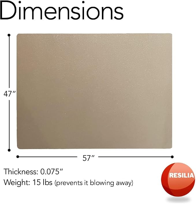 RESILIA X-Large Under Grill Mat – Heavy Duty, Reusable Outdoor Floor Protector Mats for Deck, Patio, & Garage – 57 Inch x 47 Inch, Beige/Tan Orange Peel, Made in the USA