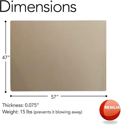 RESILIA X-Large Under Grill Mat – Heavy Duty, Reusable Outdoor Floor Protector Mats for Deck, Patio, & Garage – 57 Inch x 47 Inch, Beige/Tan Orange Peel, Made in the USA