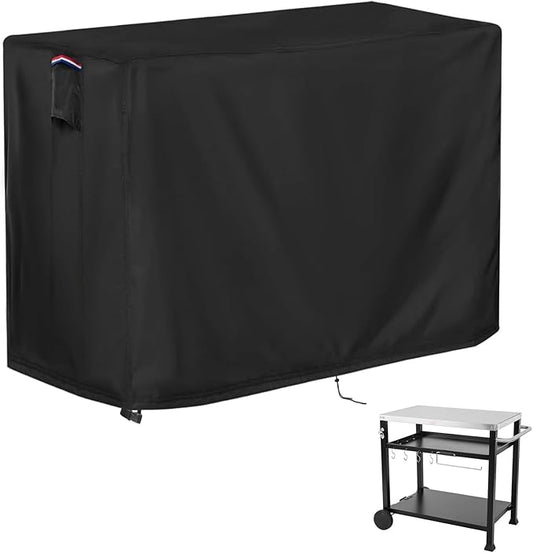 Outdoor Grill Table Cover for Royal Gourmet PC3404S Rolling Dining Table, Waterproof Cart Cover for BBQ Kitchen Food Prep Table Cart,Black-46''L x 25''W x 39''H