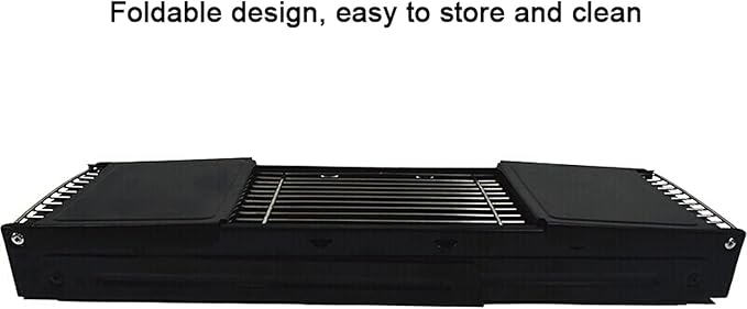 TEmkin Portable BBQ Grill Black Portable Barbecue Smoker Grill BBQ for Outdoor Cooking Camping Hiking Party Cold Rolled Iron Charcoal Grill Set,34.3"×7.9"×14.4" BBQ Grill Utensils for Bar
