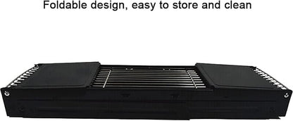 TEmkin Portable BBQ Grill Black Portable Barbecue Smoker Grill BBQ for Outdoor Cooking Camping Hiking Party Cold Rolled Iron Charcoal Grill Set,34.3"×7.9"×14.4" BBQ Grill Utensils for Bar