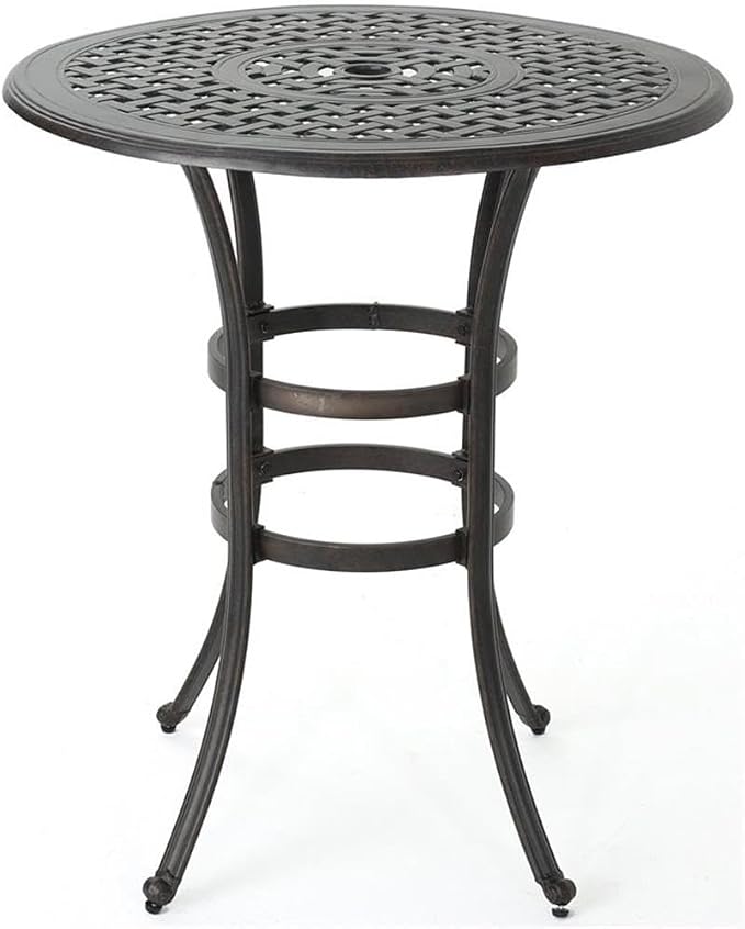 Christopher Knight Home Alfresco Outdoor 37" Cast Aluminum Round Bar Table, Bronze