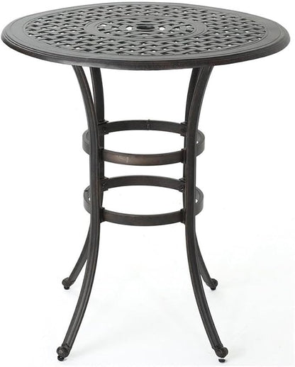 Christopher Knight Home Alfresco Outdoor 37" Cast Aluminum Round Bar Table, Bronze