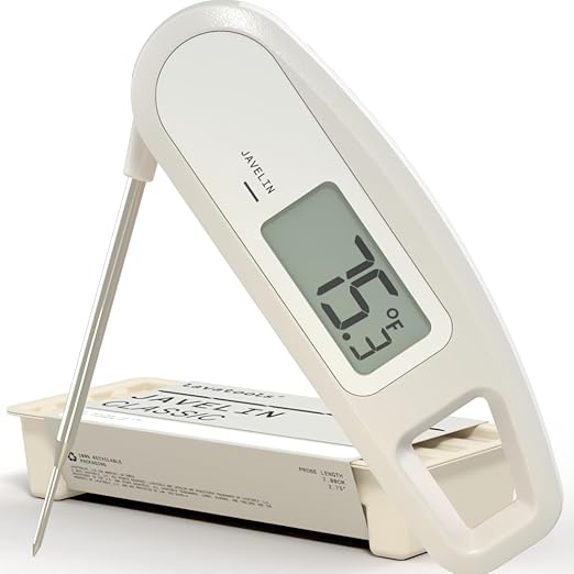 Lavatools Javelin® Ultra-Fast 3-Second Digital Instant Read Meat Thermometer for Grill and Cooking, 2.75" Probe, Compact Foldable Design, Large Display, IP65 Water Resistant, NSF Certified – Milk