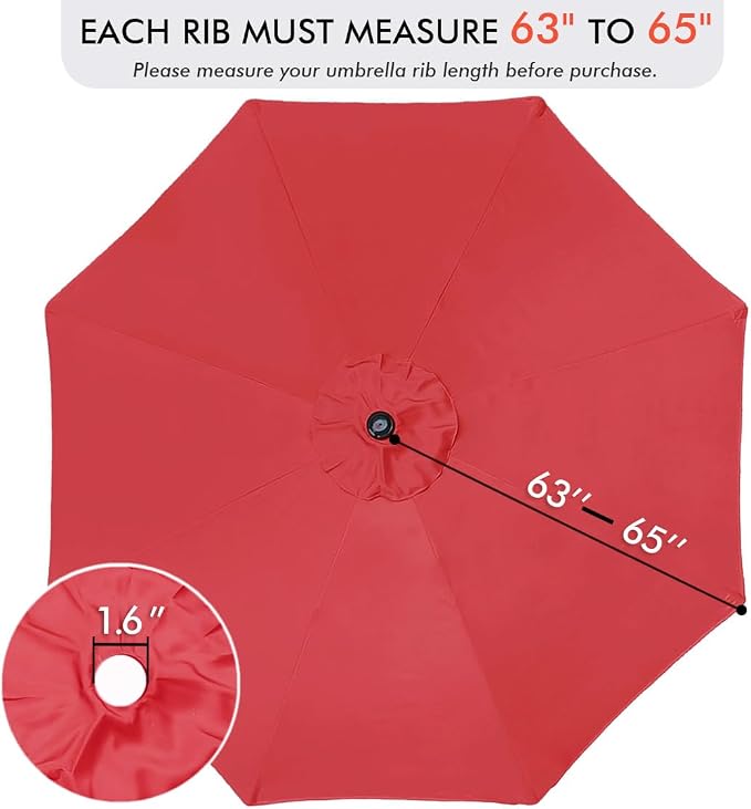 ontheway 11FT Patio Umbrella Enhanced Replacement Canopy Market Table 8 Ribs Umbrella Canopy